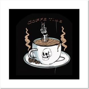 Coffee time with skeleton Posters and Art